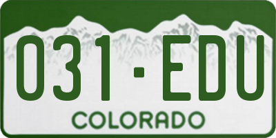 CO license plate 031EDU