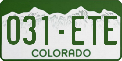 CO license plate 031ETE