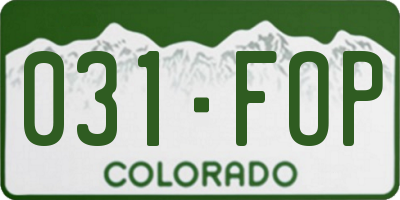 CO license plate 031FOP