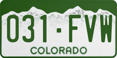 CO license plate 031FVW