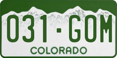 CO license plate 031GOM