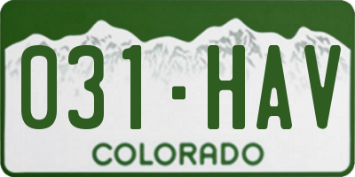 CO license plate 031HAV