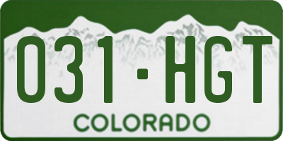 CO license plate 031HGT