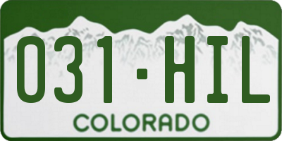 CO license plate 031HIL