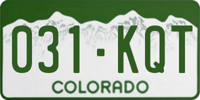 CO license plate 031KQT