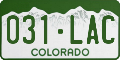CO license plate 031LAC