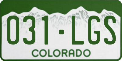 CO license plate 031LGS
