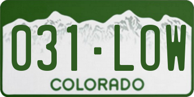 CO license plate 031LOW