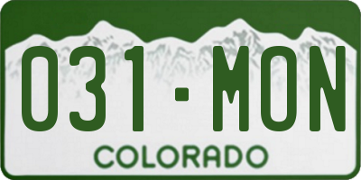 CO license plate 031MON