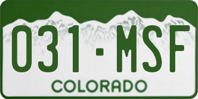 CO license plate 031MSF