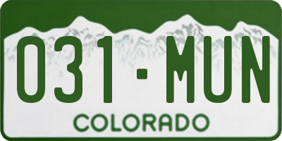 CO license plate 031MUN