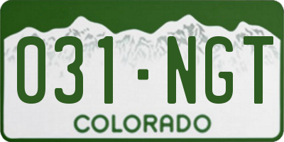 CO license plate 031NGT
