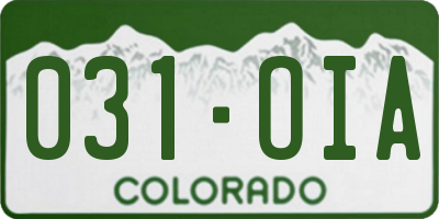 CO license plate 031OIA