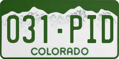 CO license plate 031PID