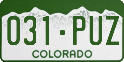CO license plate 031PUZ
