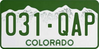 CO license plate 031QAP