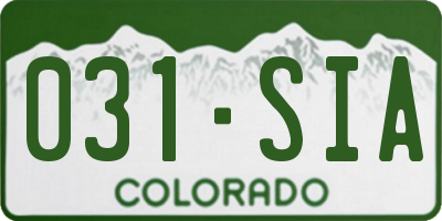 CO license plate 031SIA
