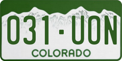 CO license plate 031UON