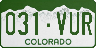 CO license plate 031VUR