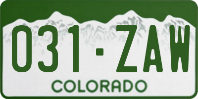 CO license plate 031ZAW