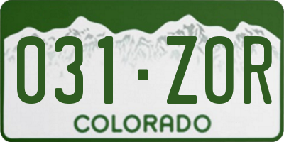CO license plate 031ZOR