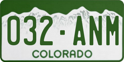 CO license plate 032ANM