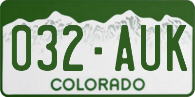 CO license plate 032AUK