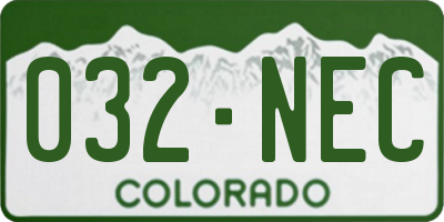 CO license plate 032NEC