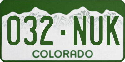 CO license plate 032NUK