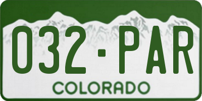 CO license plate 032PAR