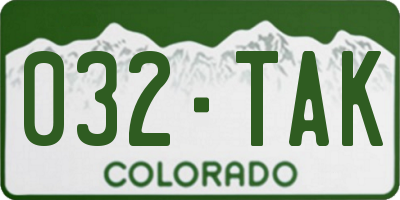 CO license plate 032TAK