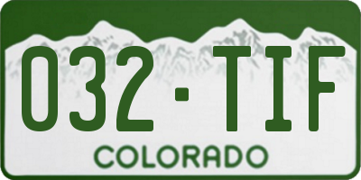 CO license plate 032TIF