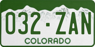 CO license plate 032ZAN