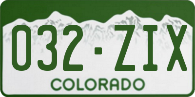 CO license plate 032ZIX