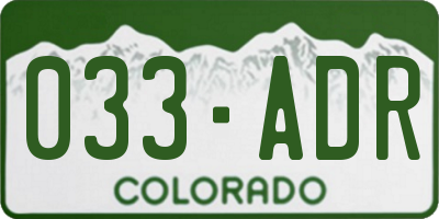 CO license plate 033ADR