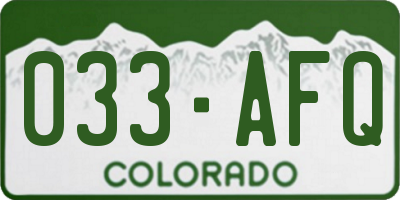 CO license plate 033AFQ