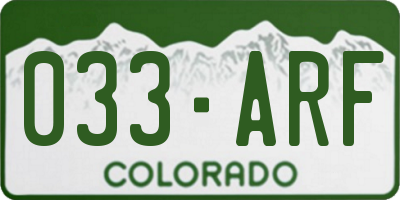 CO license plate 033ARF