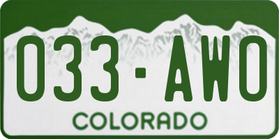 CO license plate 033AWO