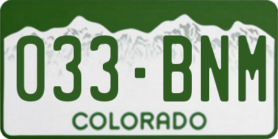 CO license plate 033BNM