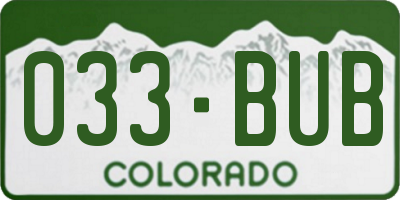 CO license plate 033BUB
