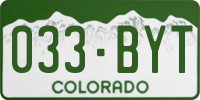 CO license plate 033BYT