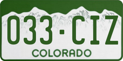 CO license plate 033CIZ
