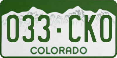 CO license plate 033CKO