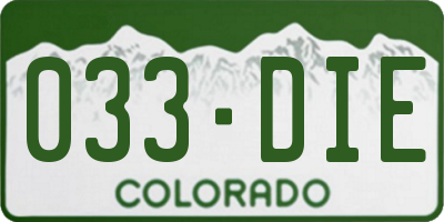CO license plate 033DIE