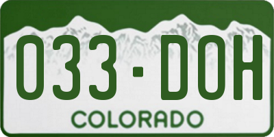 CO license plate 033DOH
