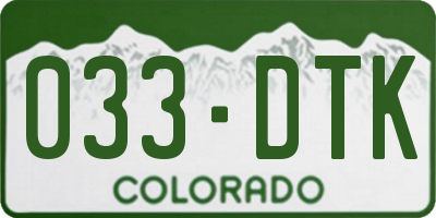 CO license plate 033DTK