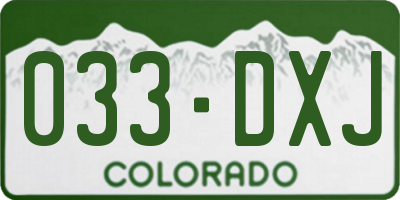 CO license plate 033DXJ