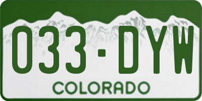CO license plate 033DYW