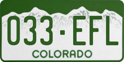 CO license plate 033EFL