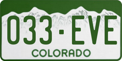 CO license plate 033EVE